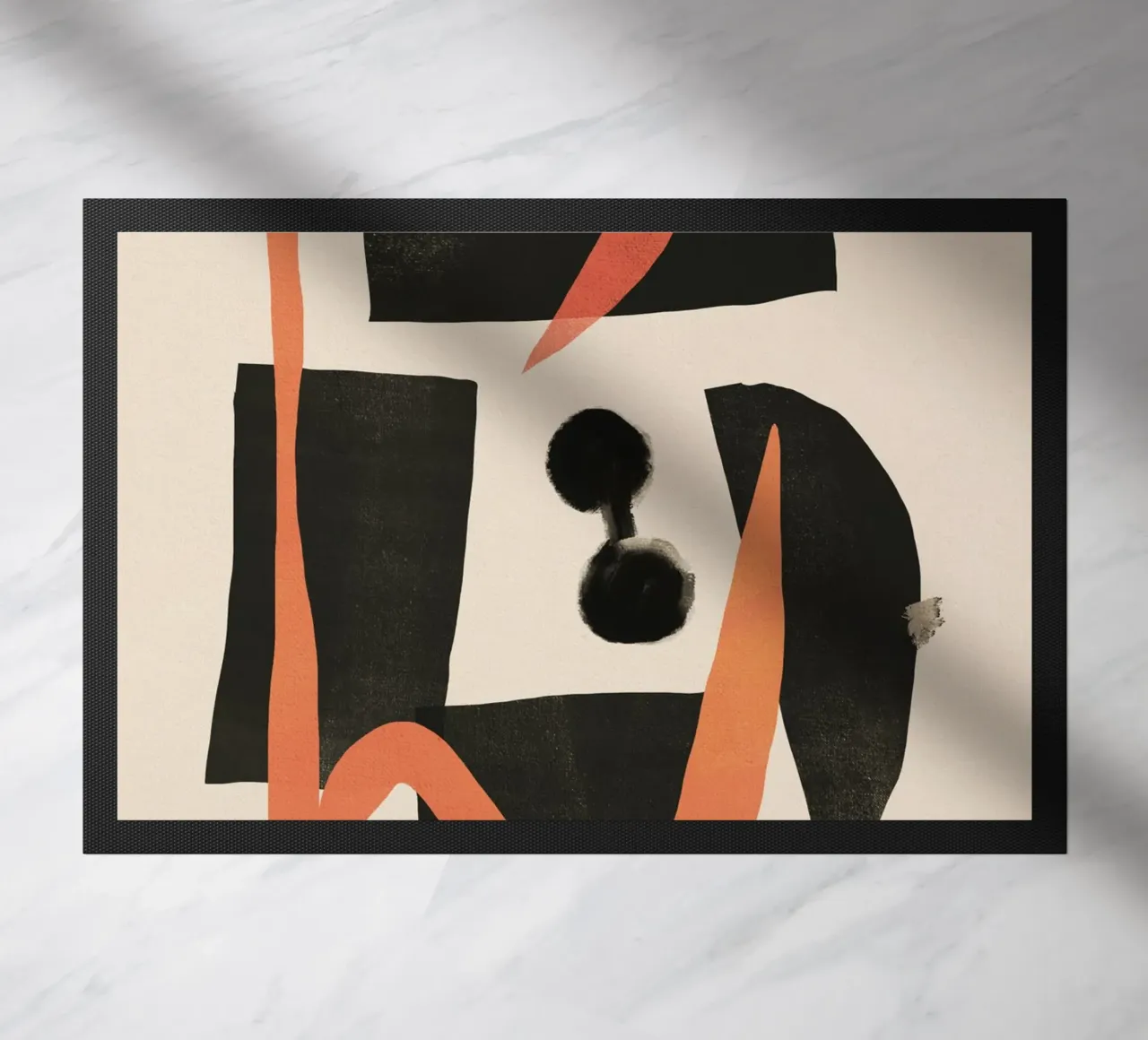 Pittura astratta di metà secolo Moderno Forme nere con orango zerbino da Little Dean