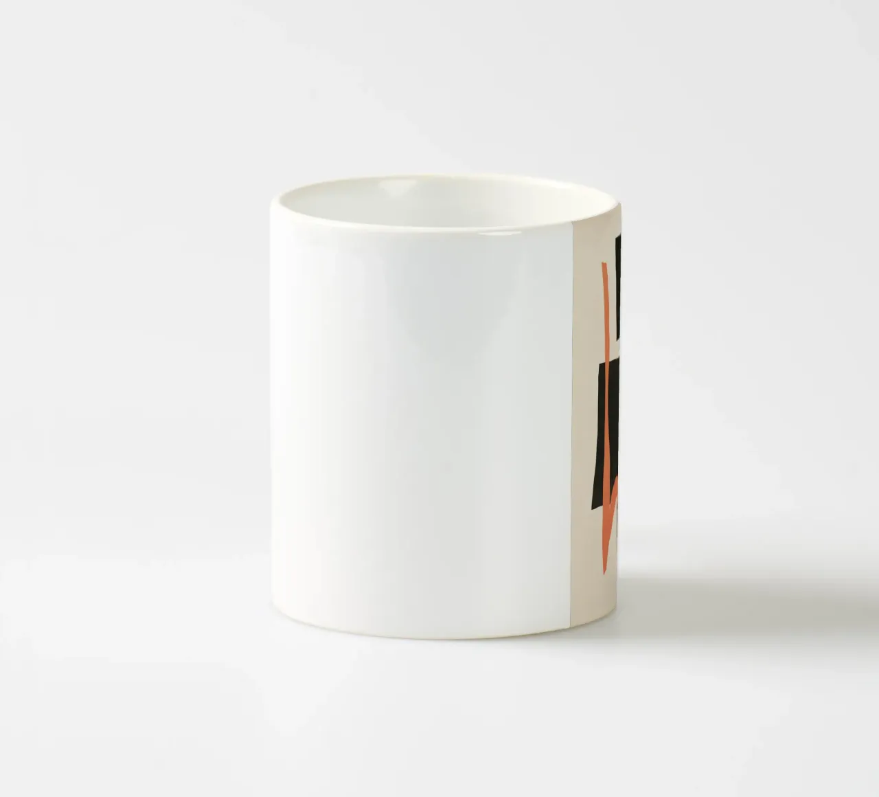 Pittura astratta di metà secolo Moderno Forme nere con orango tazza in ceramica da Little Dean