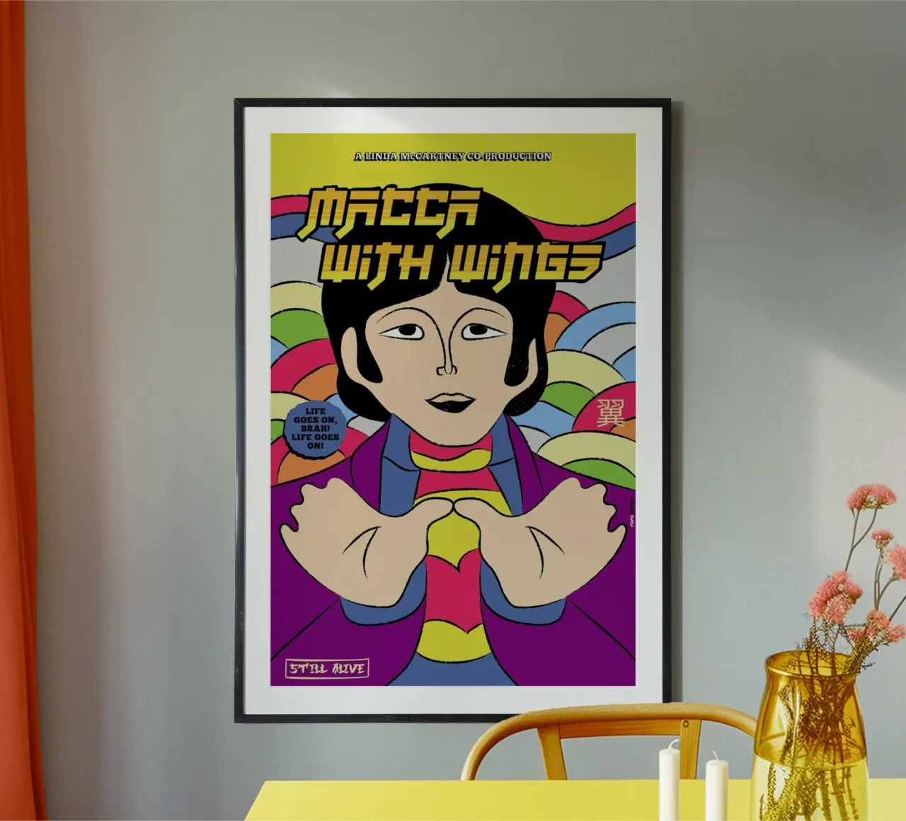 Macca With Wings poster con telaio in alluminio da Rafa Gomes