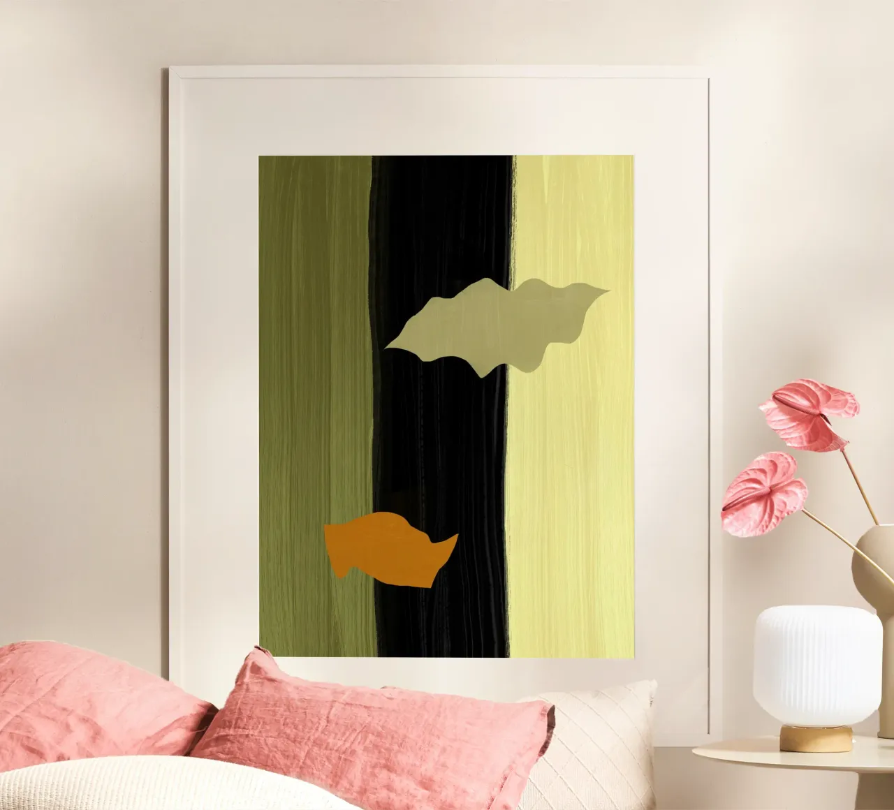 Großes abstraktes Gemälde - Drei Streifen Poster von Little Dean