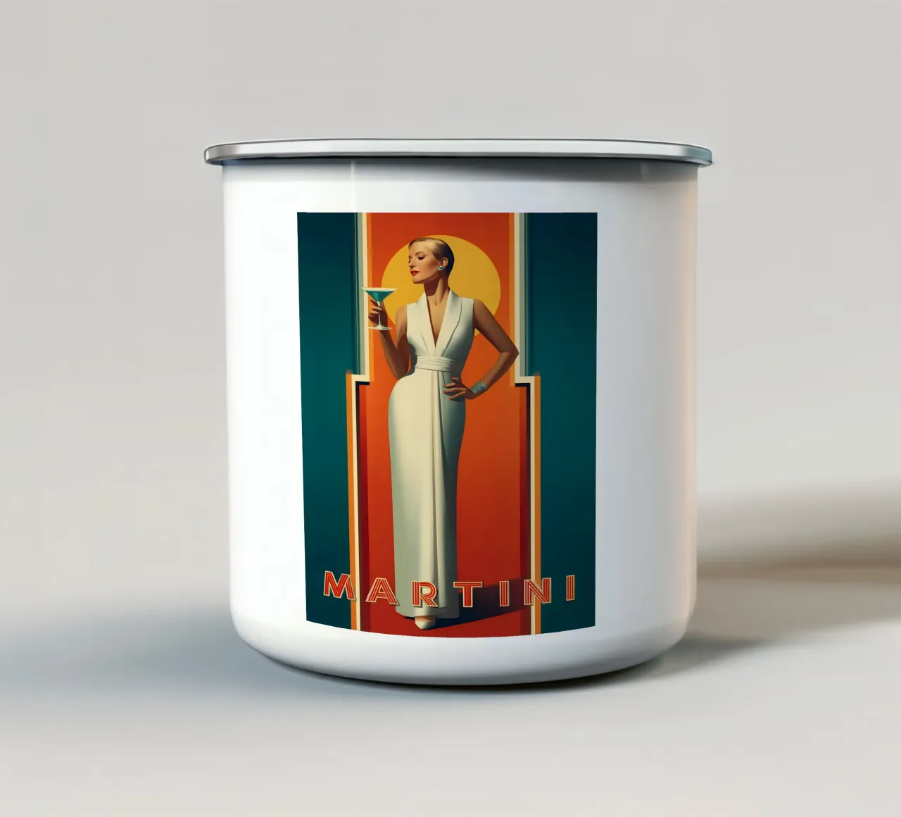 Martini in stile Art Déco tazza in smalto da M-Ulrich-Digital Art
