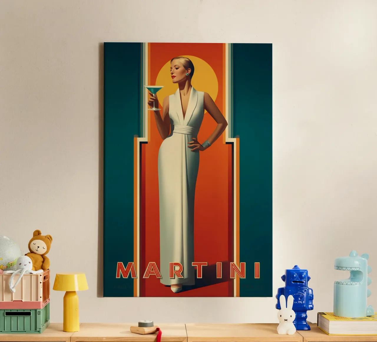 Martini in stile Art Déco tela con Cornice a cassetta da M-Ulrich-Digital Art