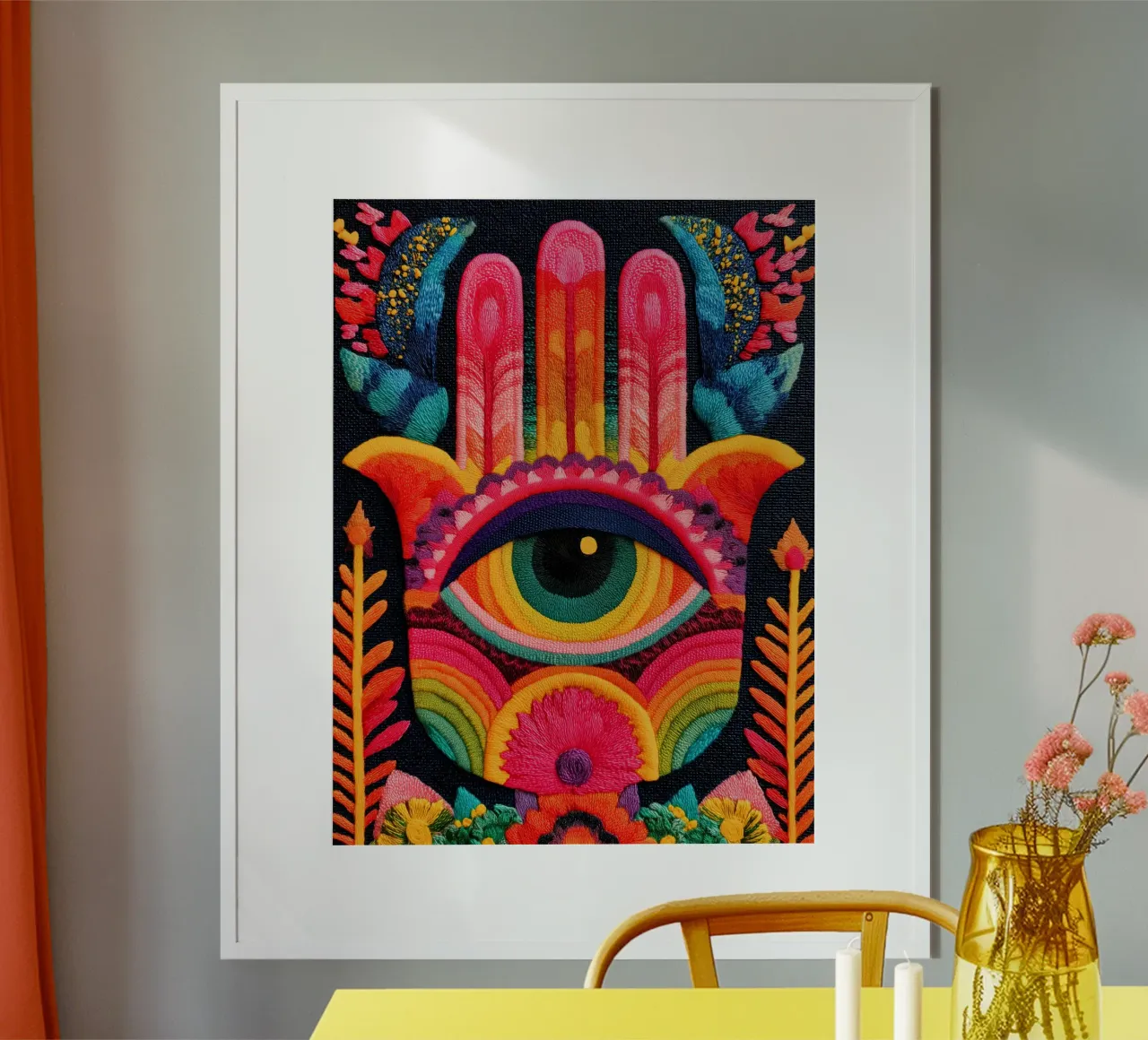Hamsa - Die Hand Fatimas | Textilarbeit Poster von Autofocus