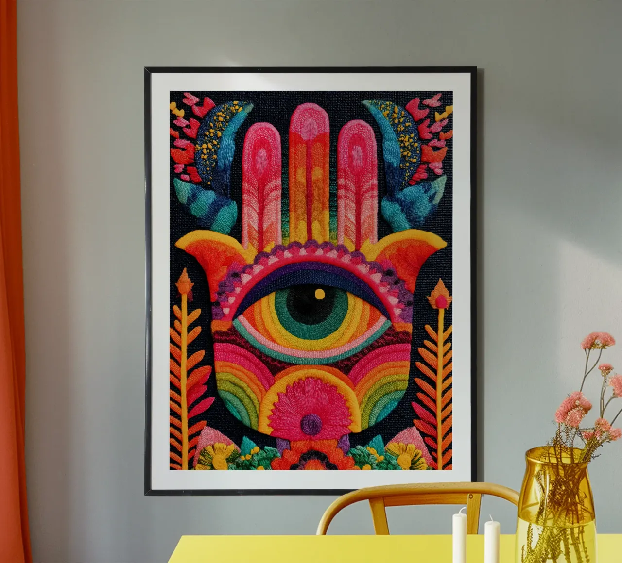 Hamsa - Die Hand Fatimas | Textilarbeit Poster von Autofocus