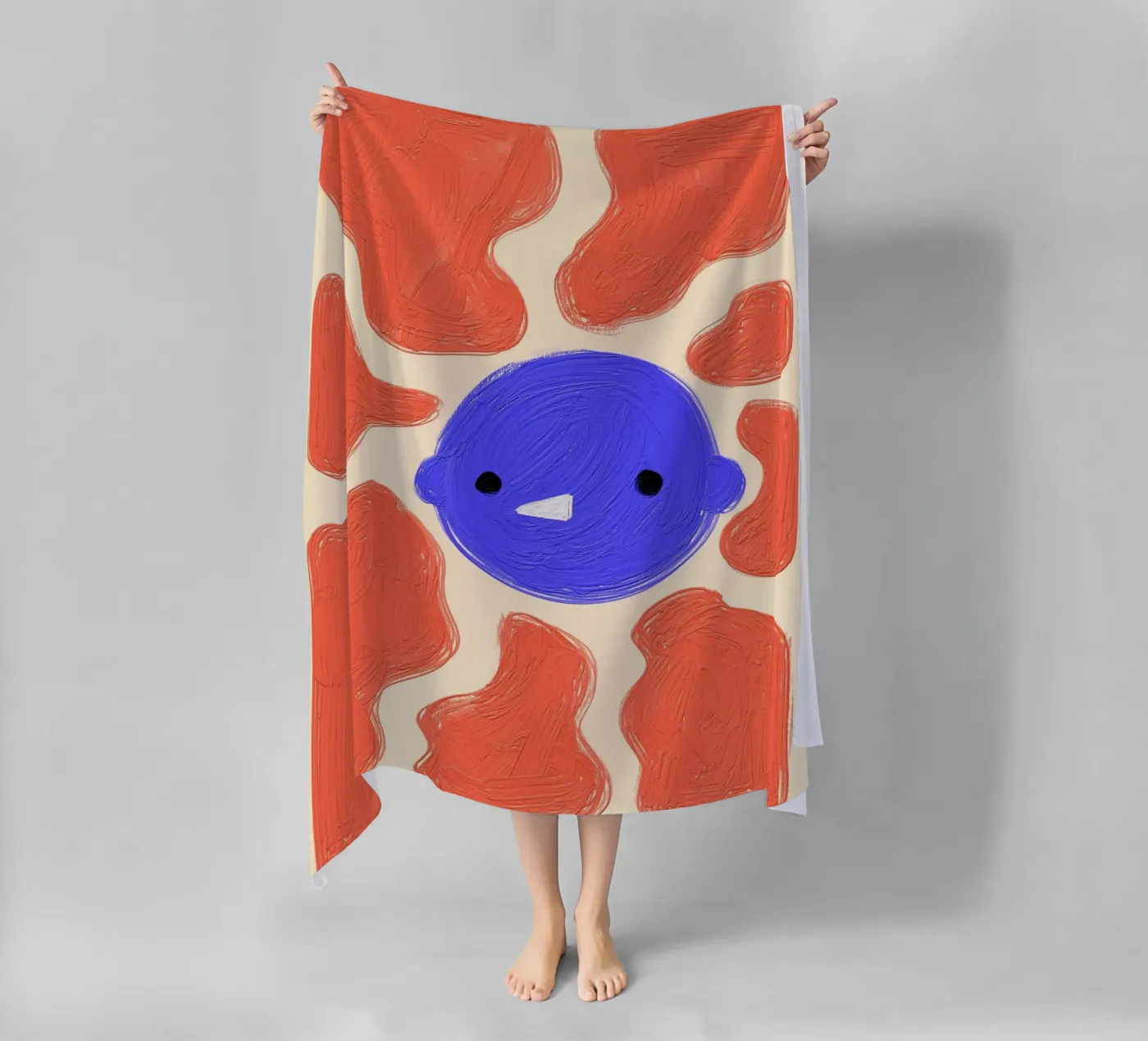 Face beach towel by Johannes Lott Illustration