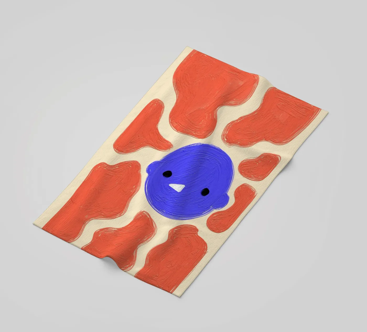 Face beach towel by Johannes Lott Illustration