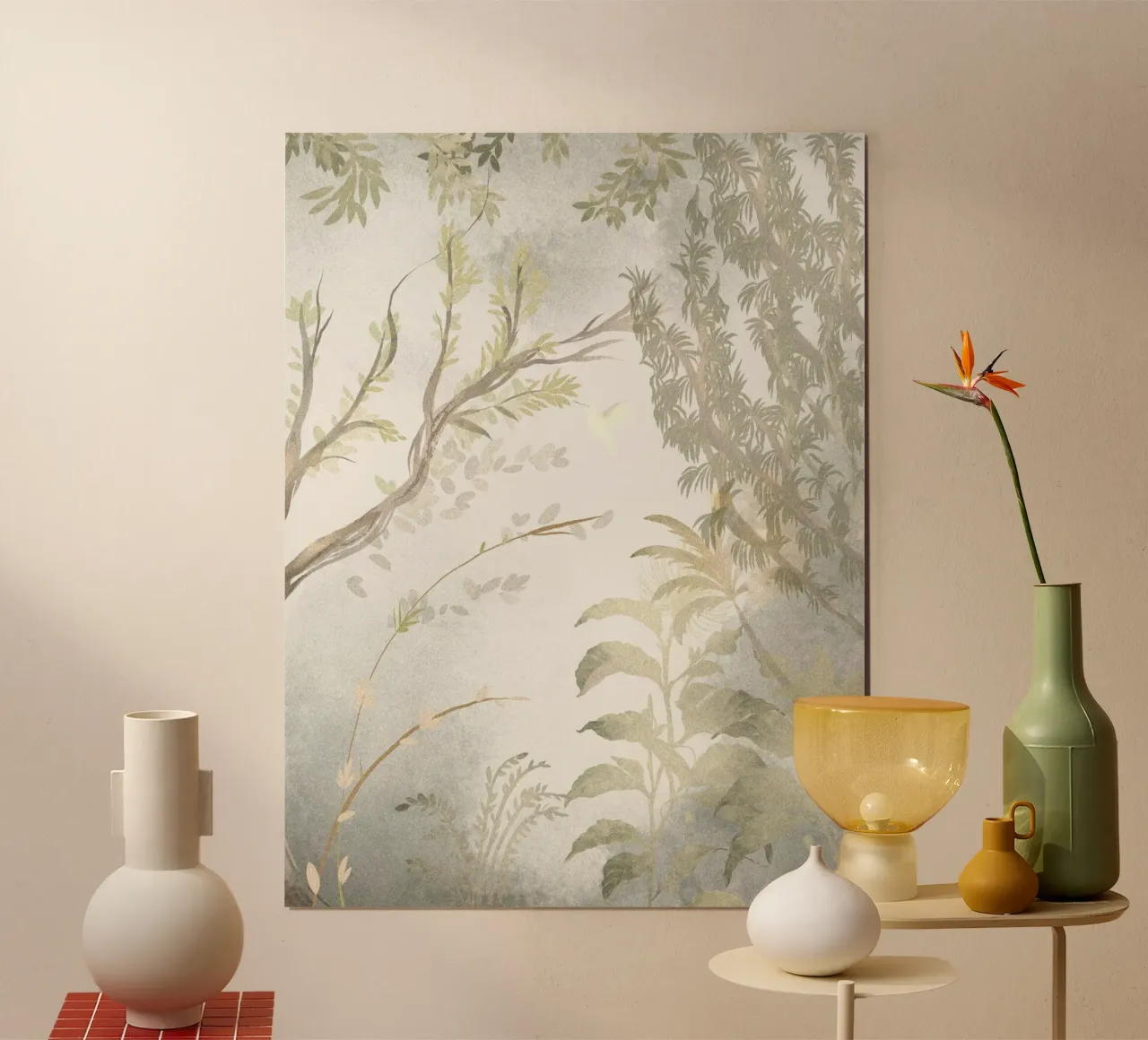 Fantasy realm garden misty pastel muted colors poster con telaio in alluminio da mysteriouscoco