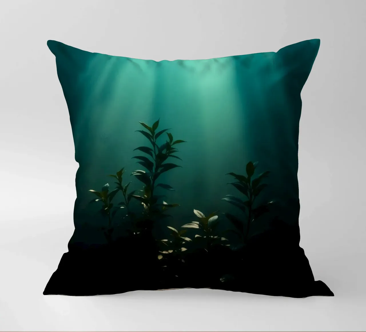 Piante sottomarine illuminate da raggi di luce morbida cuscino da DesignDoodle