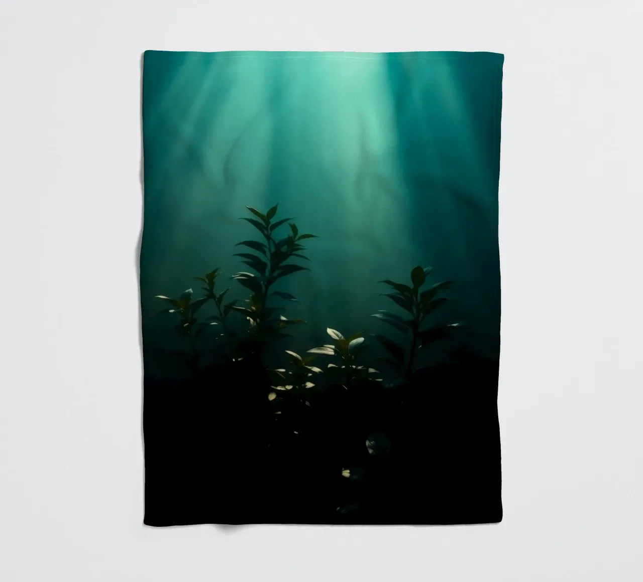 Underwater plants illuminated by soft rays of light fleece blanket by DesignDoodle