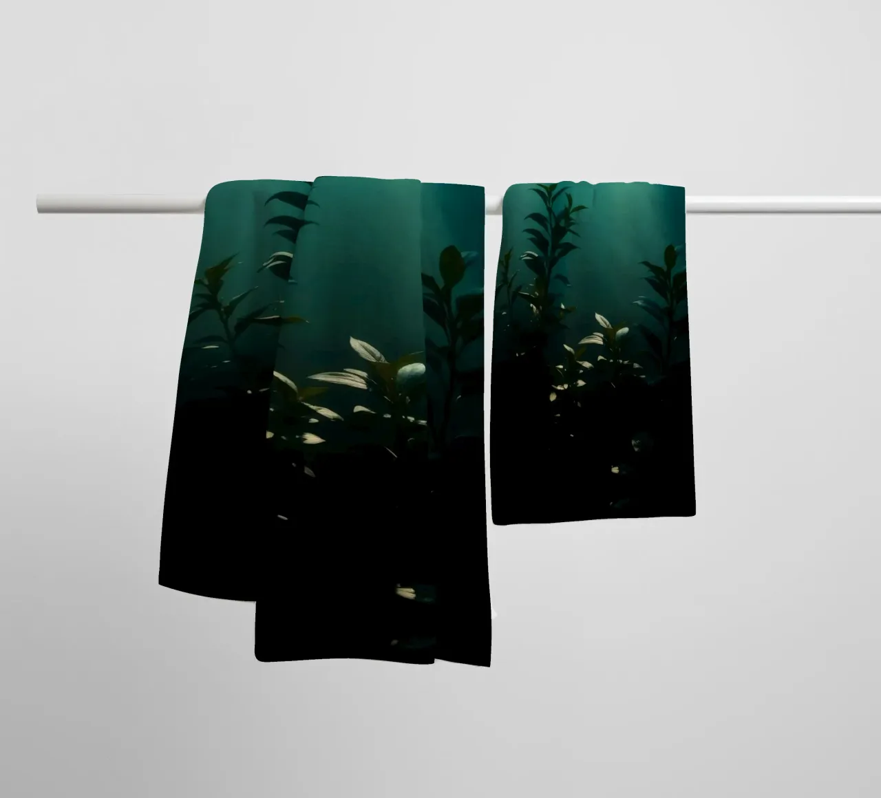 Underwater plants illuminated by soft rays of light towel by DesignDoodle