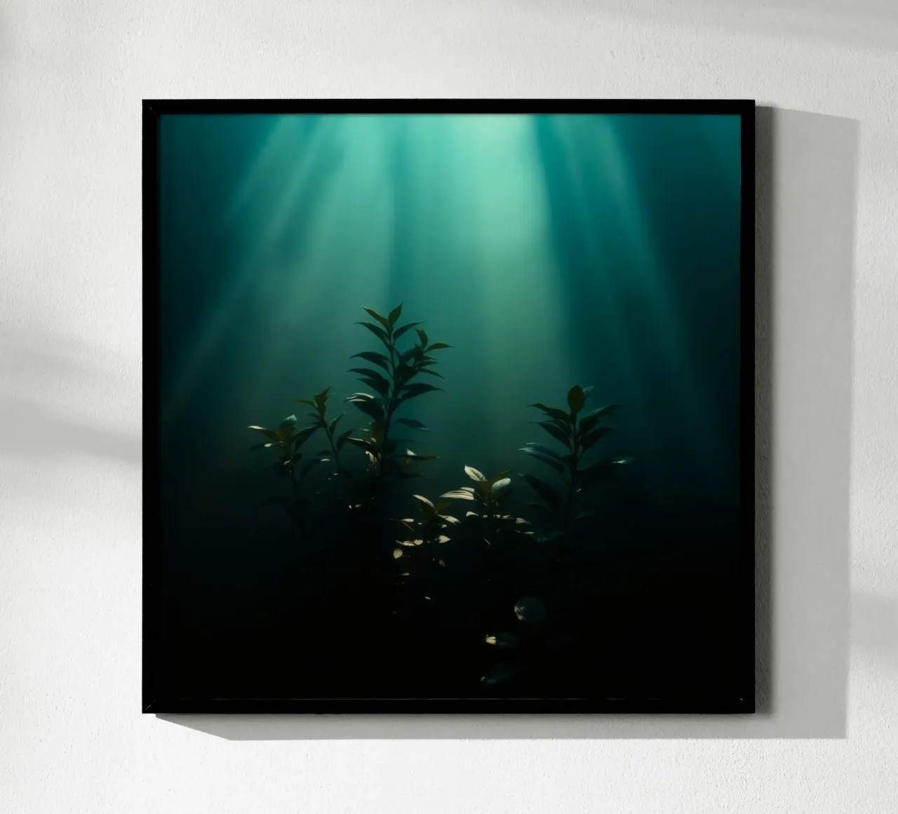 Plantes sous-marines éclairées par des rayons lumineux doux poster de DesignDoodle