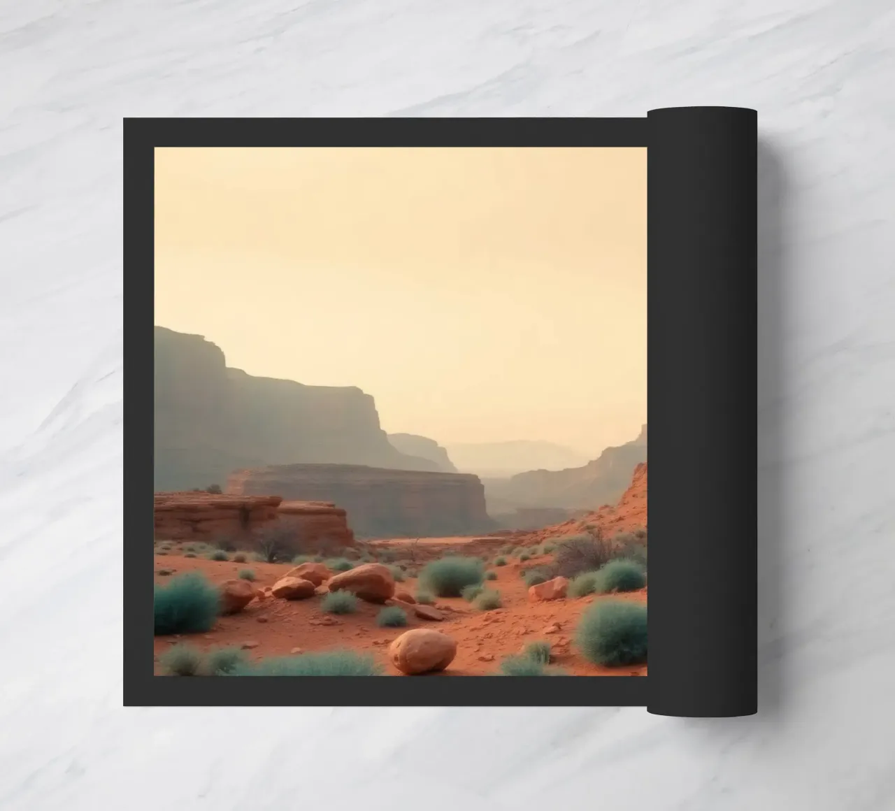 Stunning desert landscape featuring red rock formations doormat by DesignDoodle