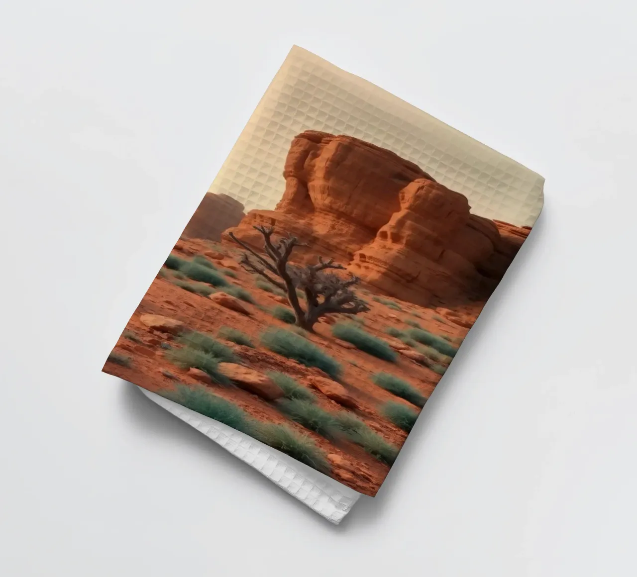 Paysage désertique époustouflant avec des formations rocheuses rouges torchon de DesignDoodle