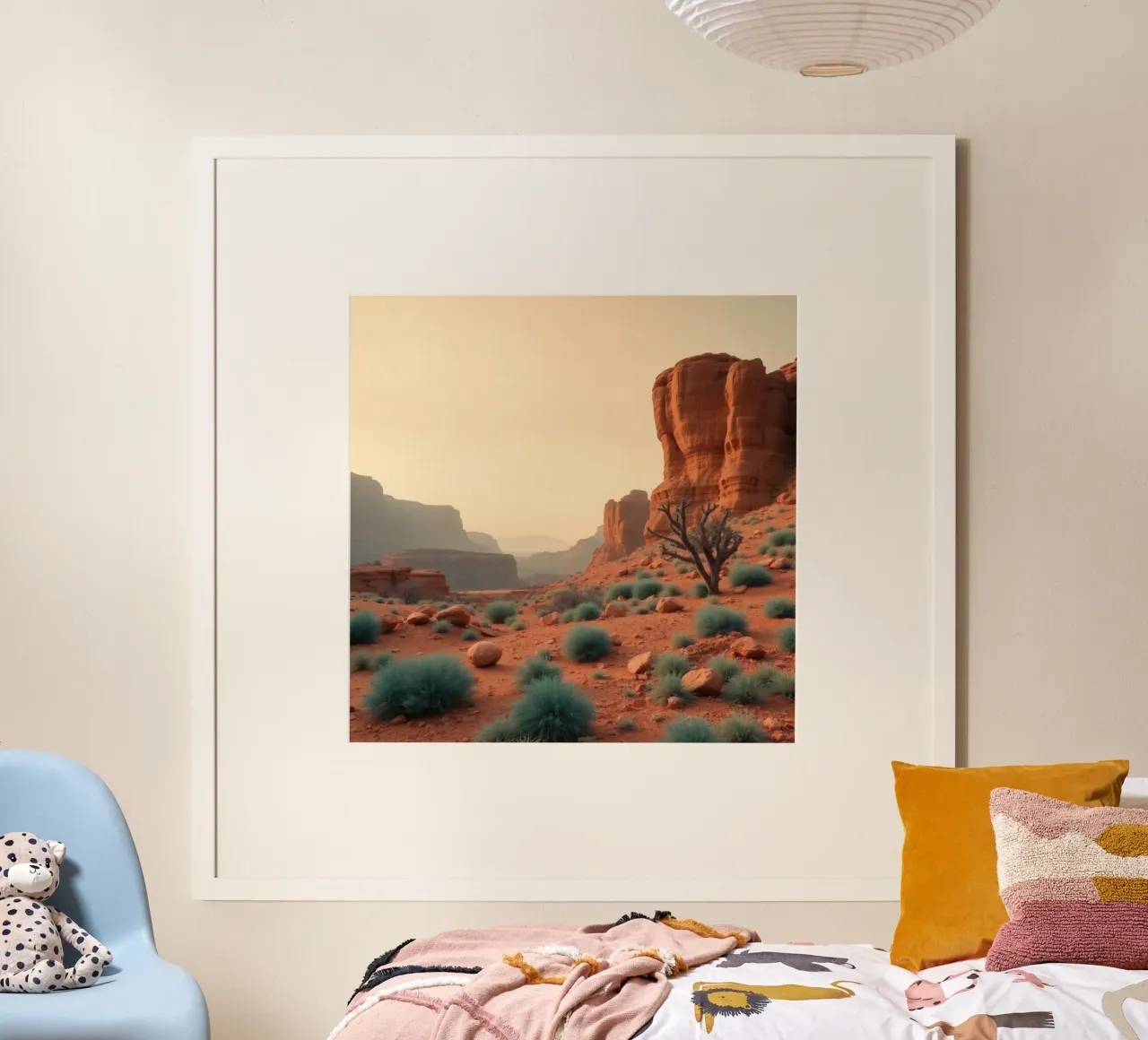 Paysage désertique époustouflant avec des formations rocheuses rouges poster de DesignDoodle