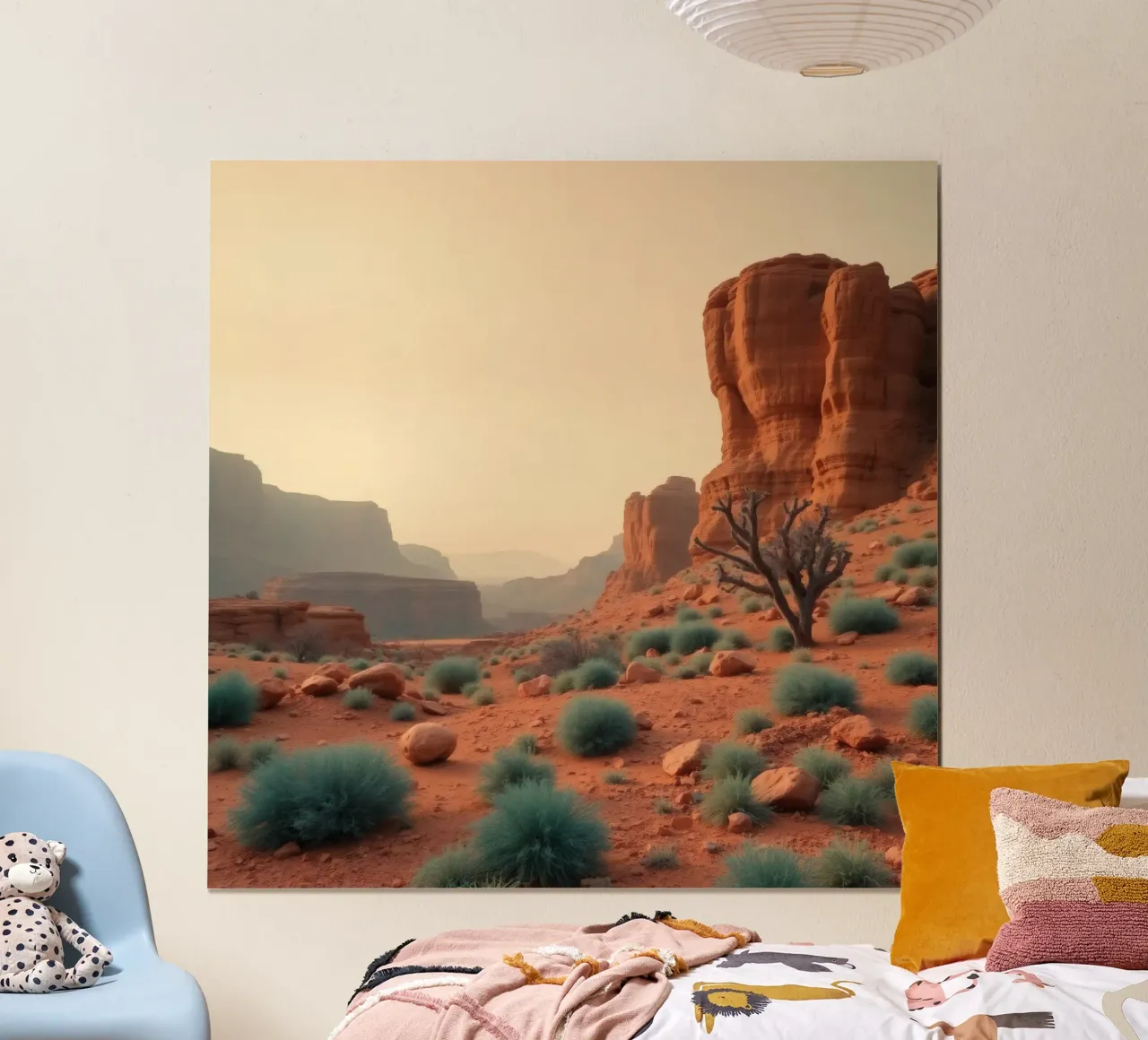 Paysage désertique époustouflant avec des formations rocheuses rouges poster de DesignDoodle