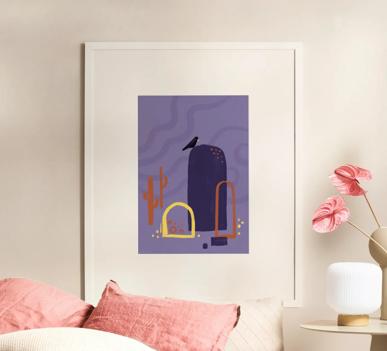 Desert Scene poster con telaio in plastica da Johannes Lott Illustration