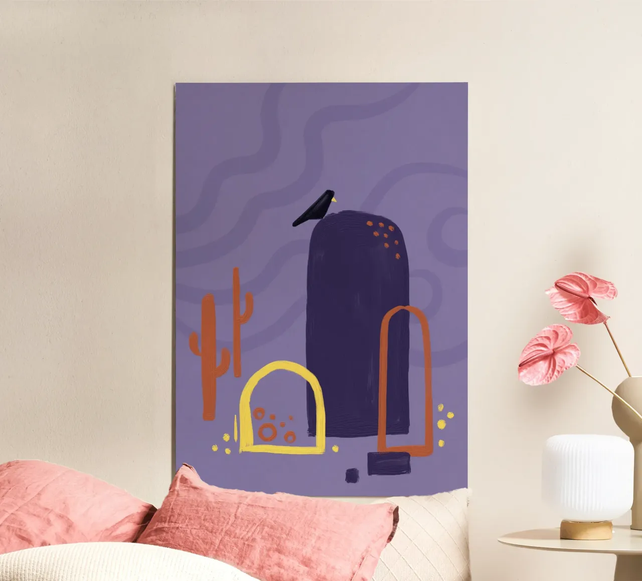 Desert Scene poster con telaio in plastica da Johannes Lott Illustration
