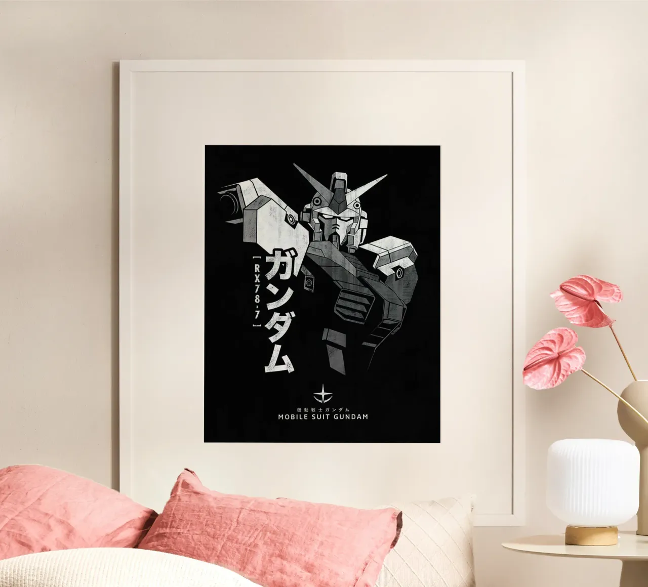 Gundam Mobile Suit poster con marco de madera de Waylons Studio