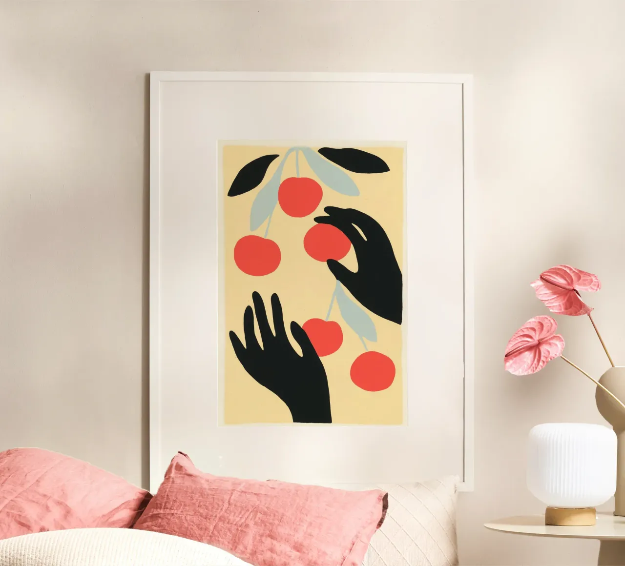 Raccolta di ciliegie | Ispirato a Matisse poster con telaio in plastica da Autofocus