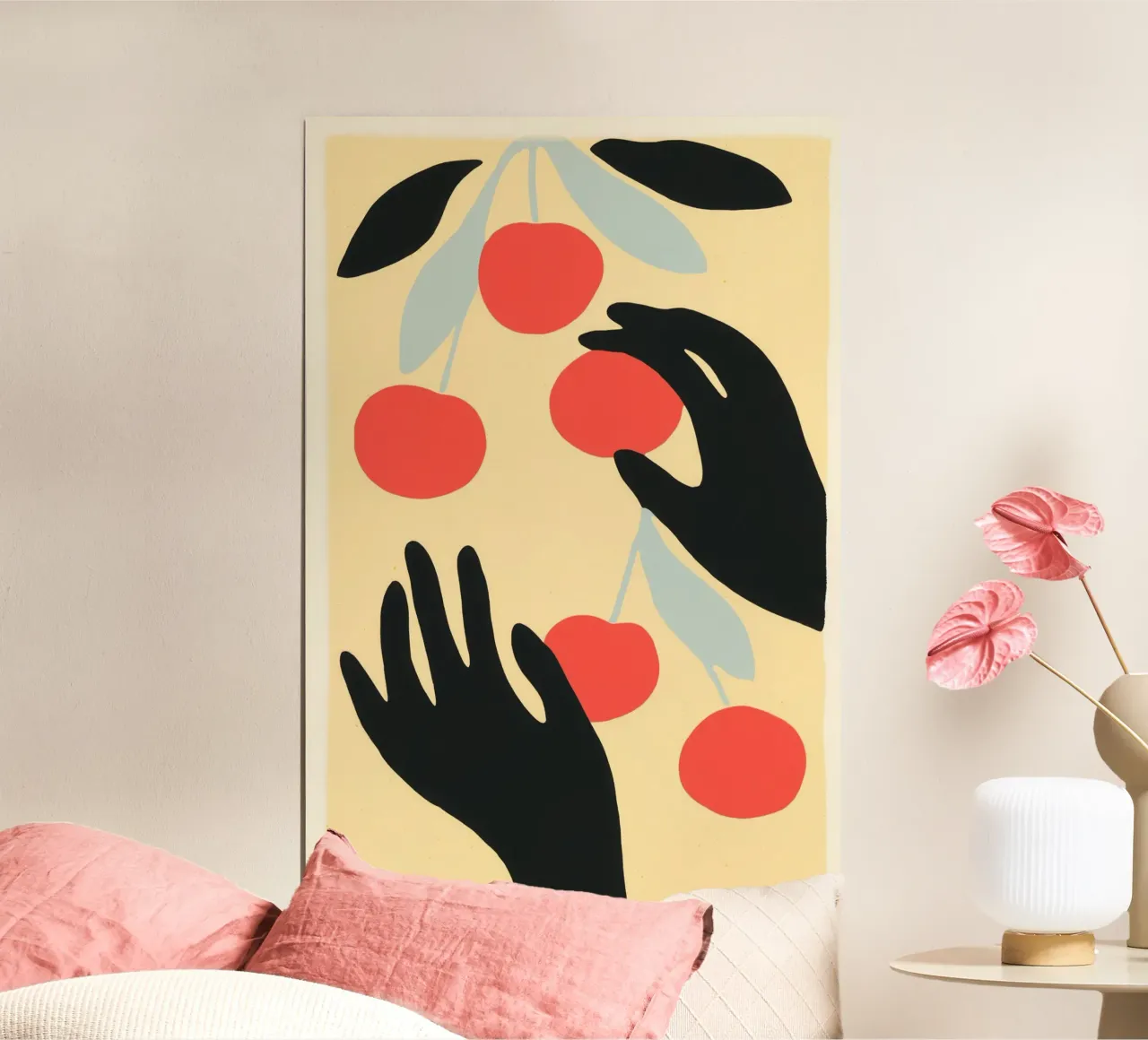 Raccolta di ciliegie | Ispirato a Matisse poster con telaio in plastica da Autofocus