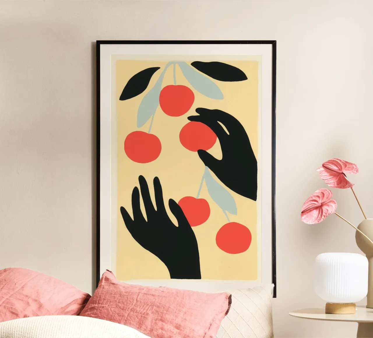 Raccolta di ciliegie | Ispirato a Matisse poster con telaio in plastica da Autofocus