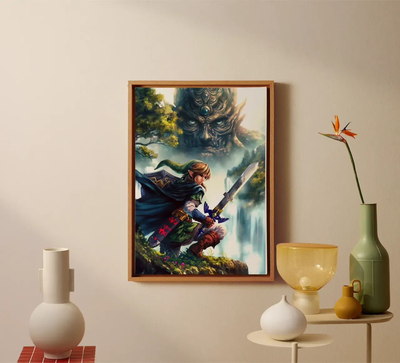 Link The Legend of Zelda canvas with Floater frame by Fleur de Lys