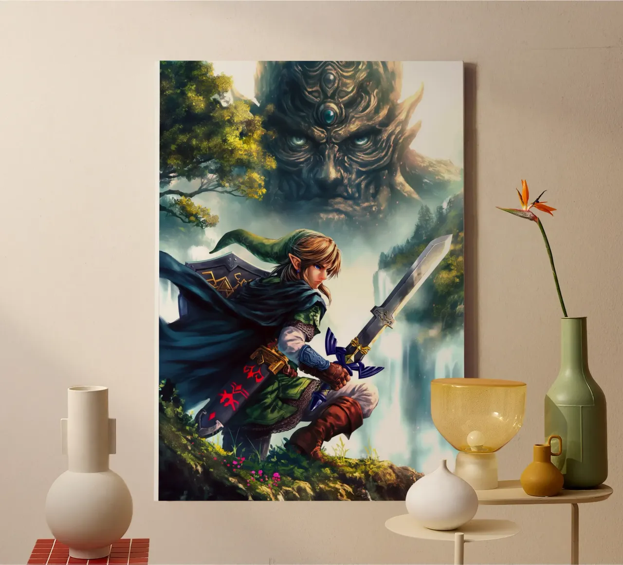 Link The Legend of Zelda canvas with Floater frame by Fleur de Lys