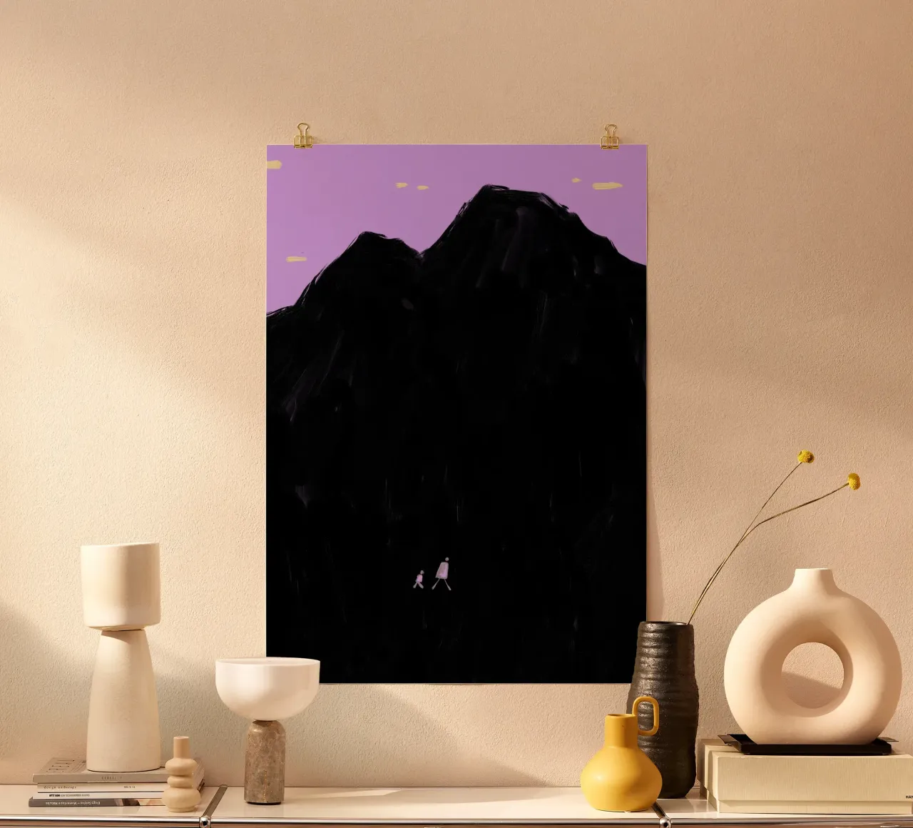 La montagna poster con telaio in plastica da Johannes Lott Illustration