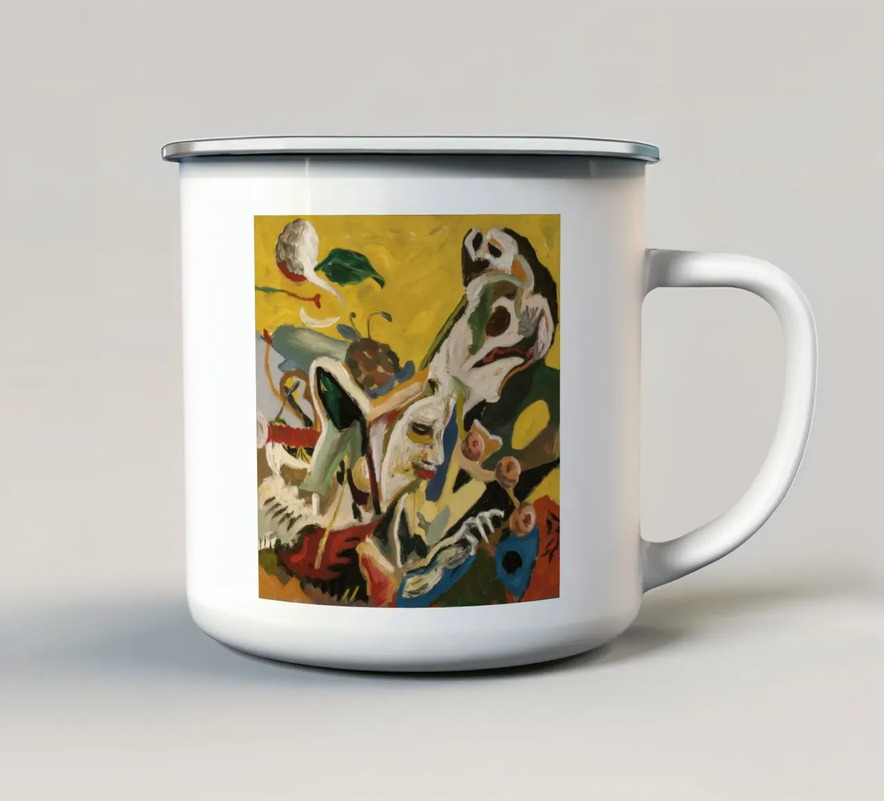 Scontro tra bestie cosmiche tazza in smalto da Obisidian Brush
