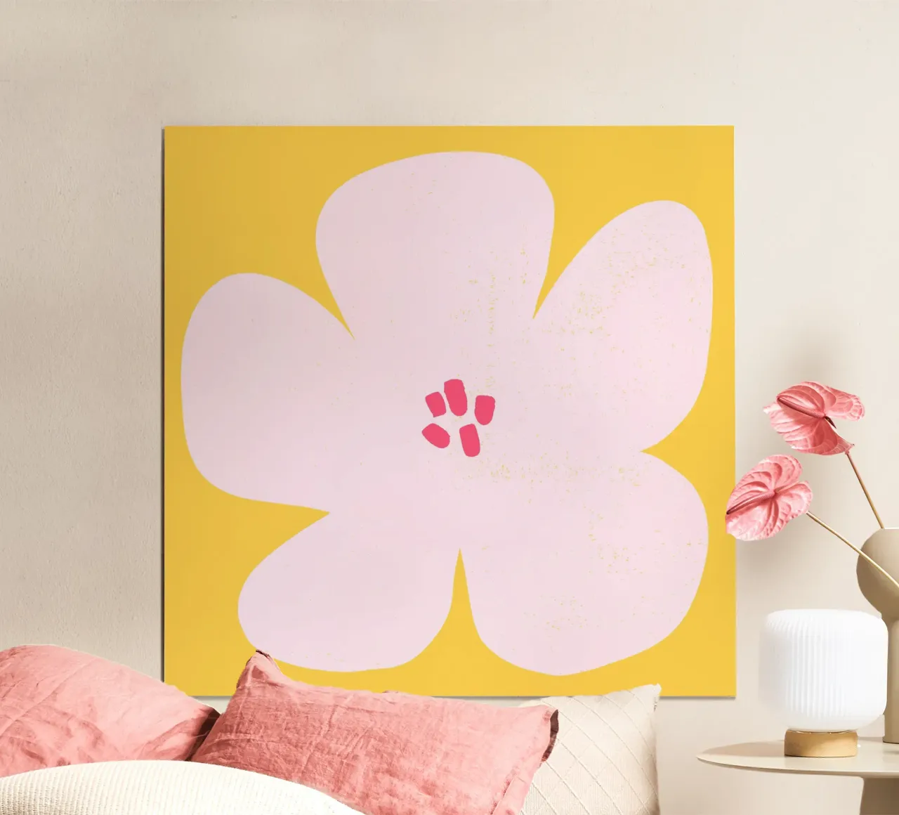 SUN Flower yellow poster con telaio in legno da All Colours