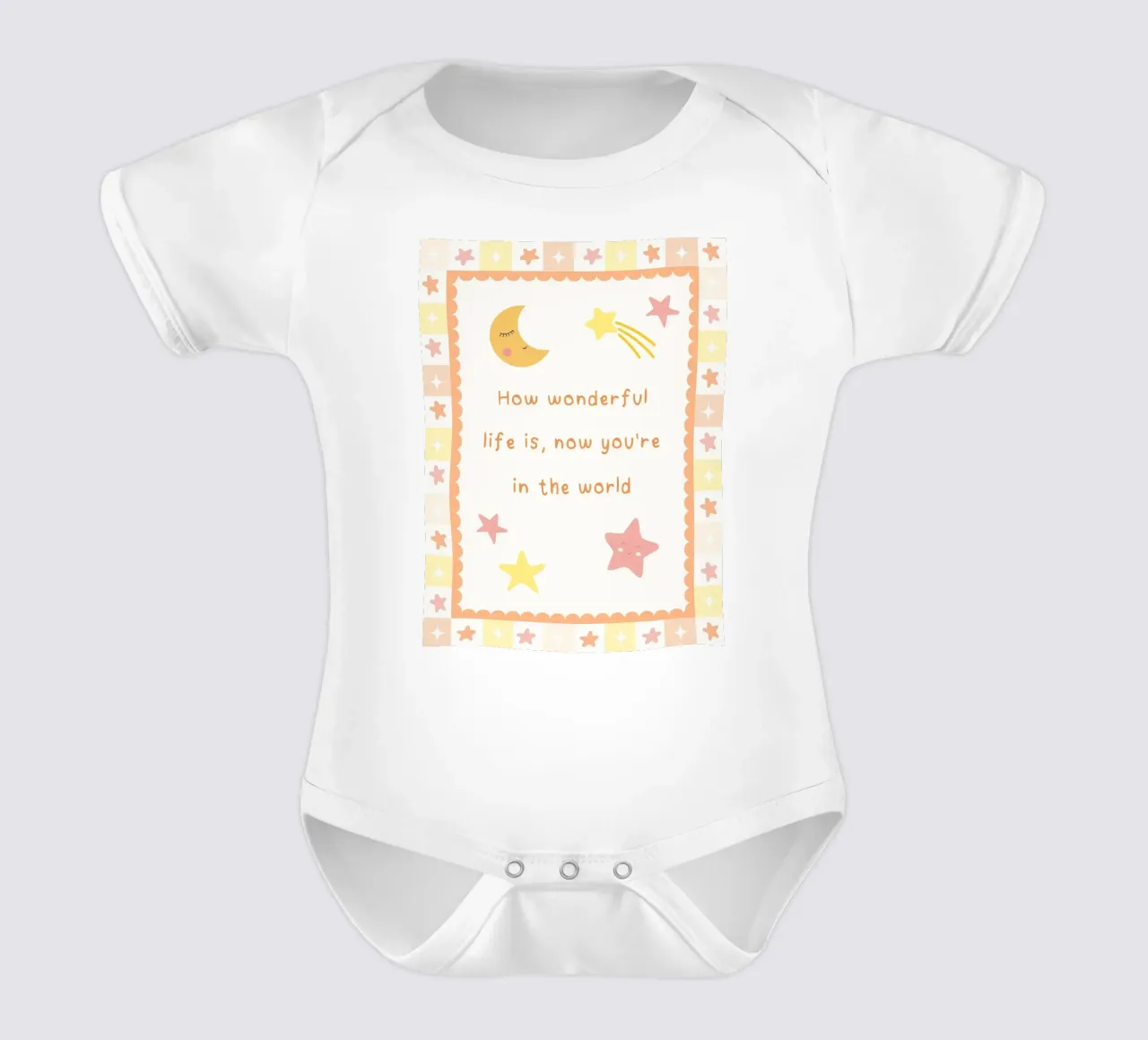 How Wonderful Life Is, Nursery Cute Print short-sleeve baby romper by SunshinePrints