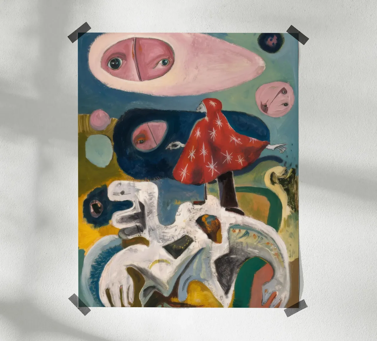 Volo da sogno con i funghi poster con telaio in alluminio da Obisidian Brush
