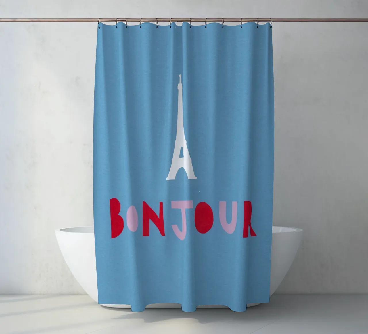 BONJOUR shower curtain by Iris Knabenschuh Design