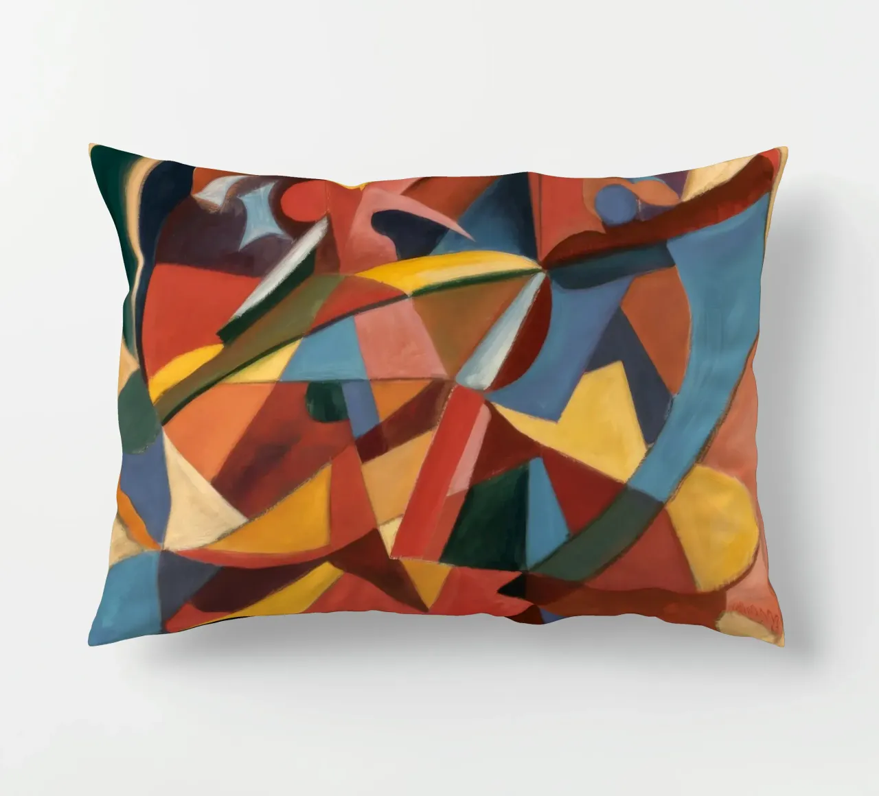 Crimson Spiral Rhythm decorative cushion by Obisidian Brush
