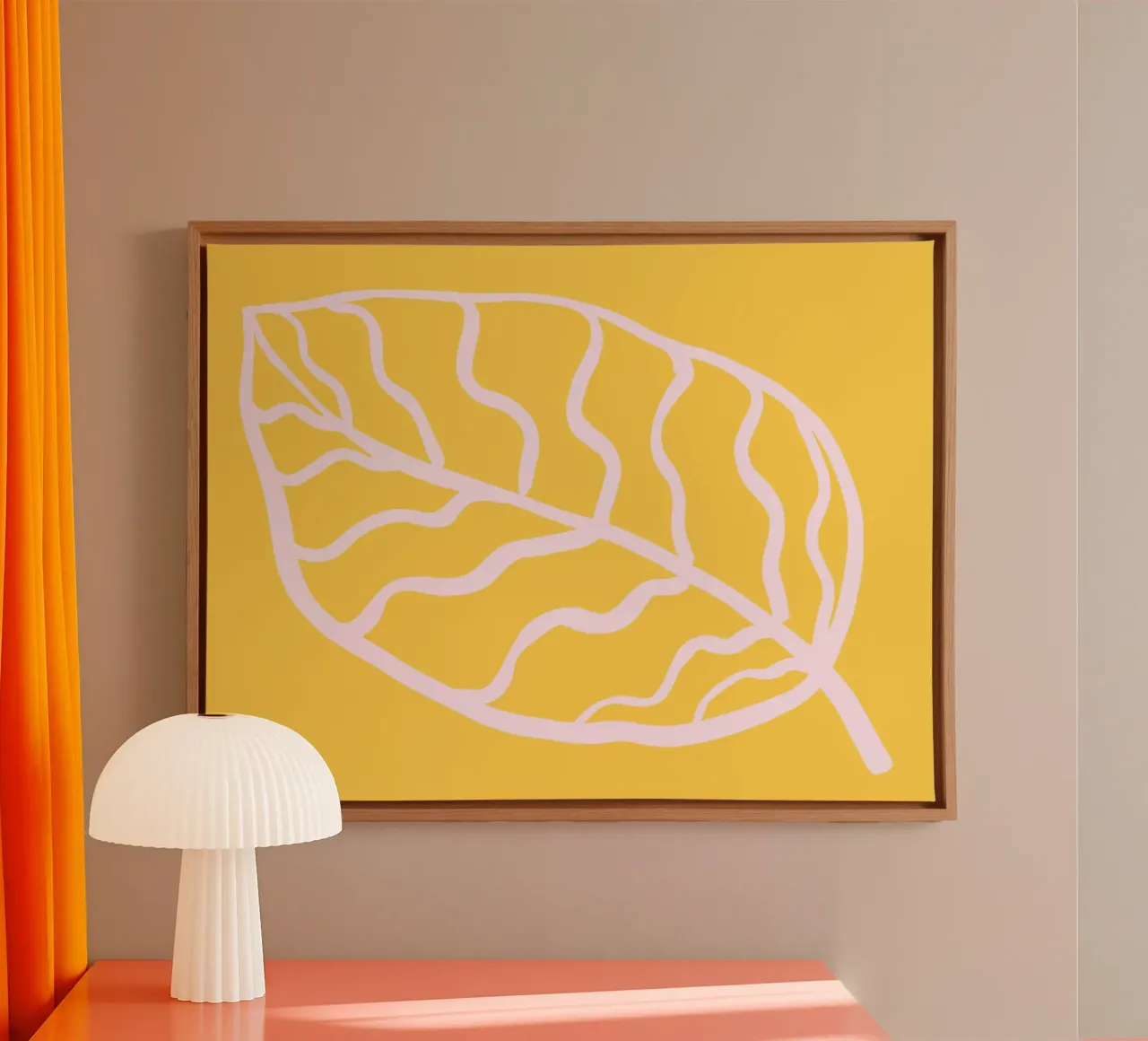 SUN Leaf canvas with Floater frame by All Colours