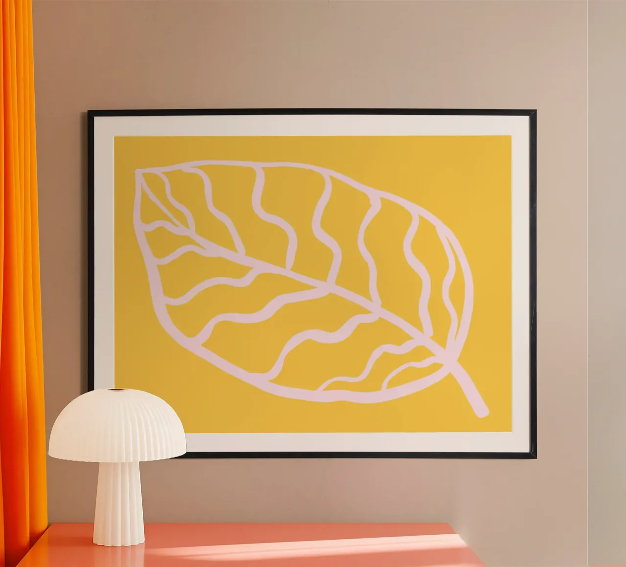 Foglia di sole poster con telaio in alluminio da All Colours