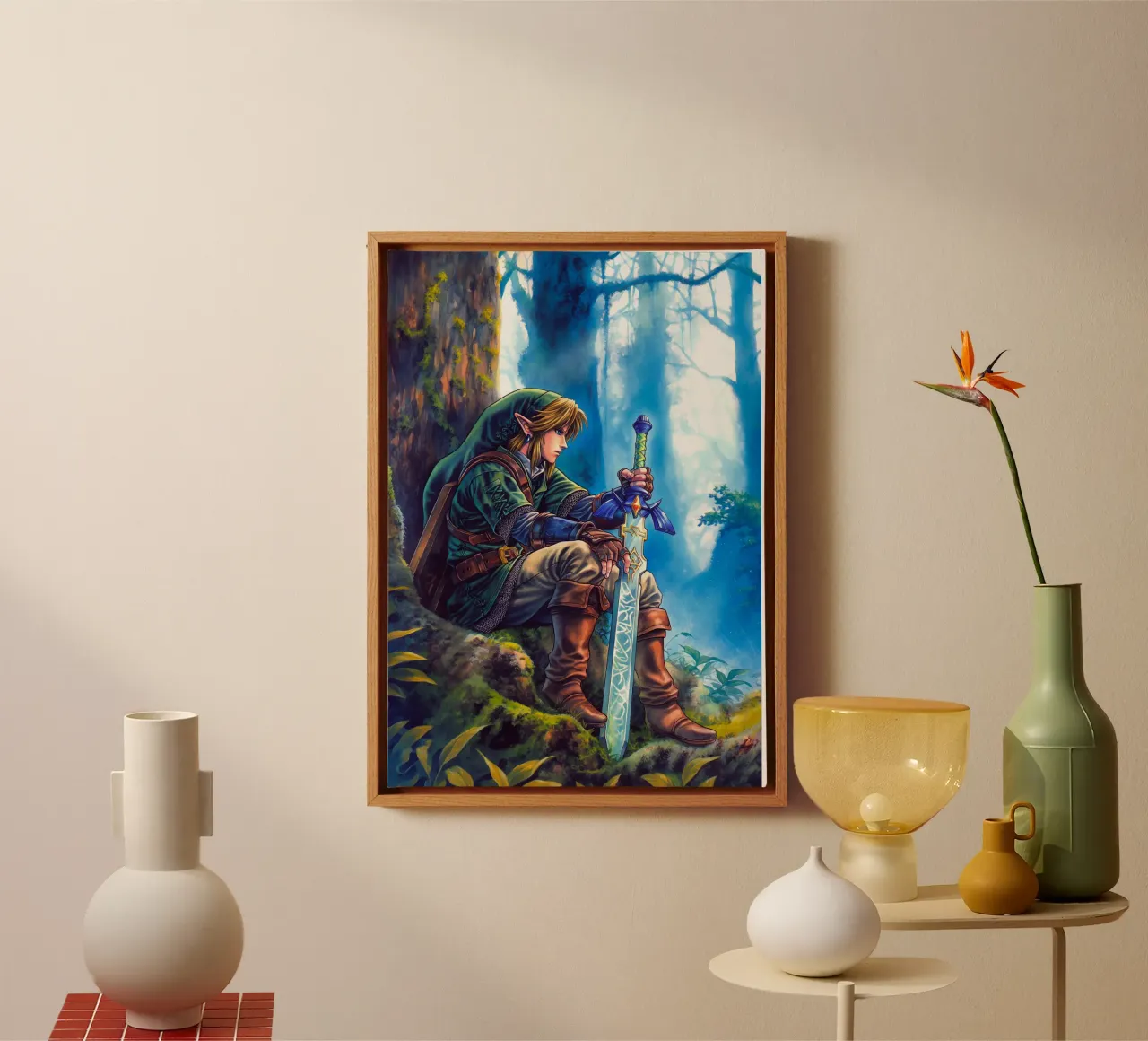 Link The Legend of Zelda canvas with Floater frame by Fleur de Lys