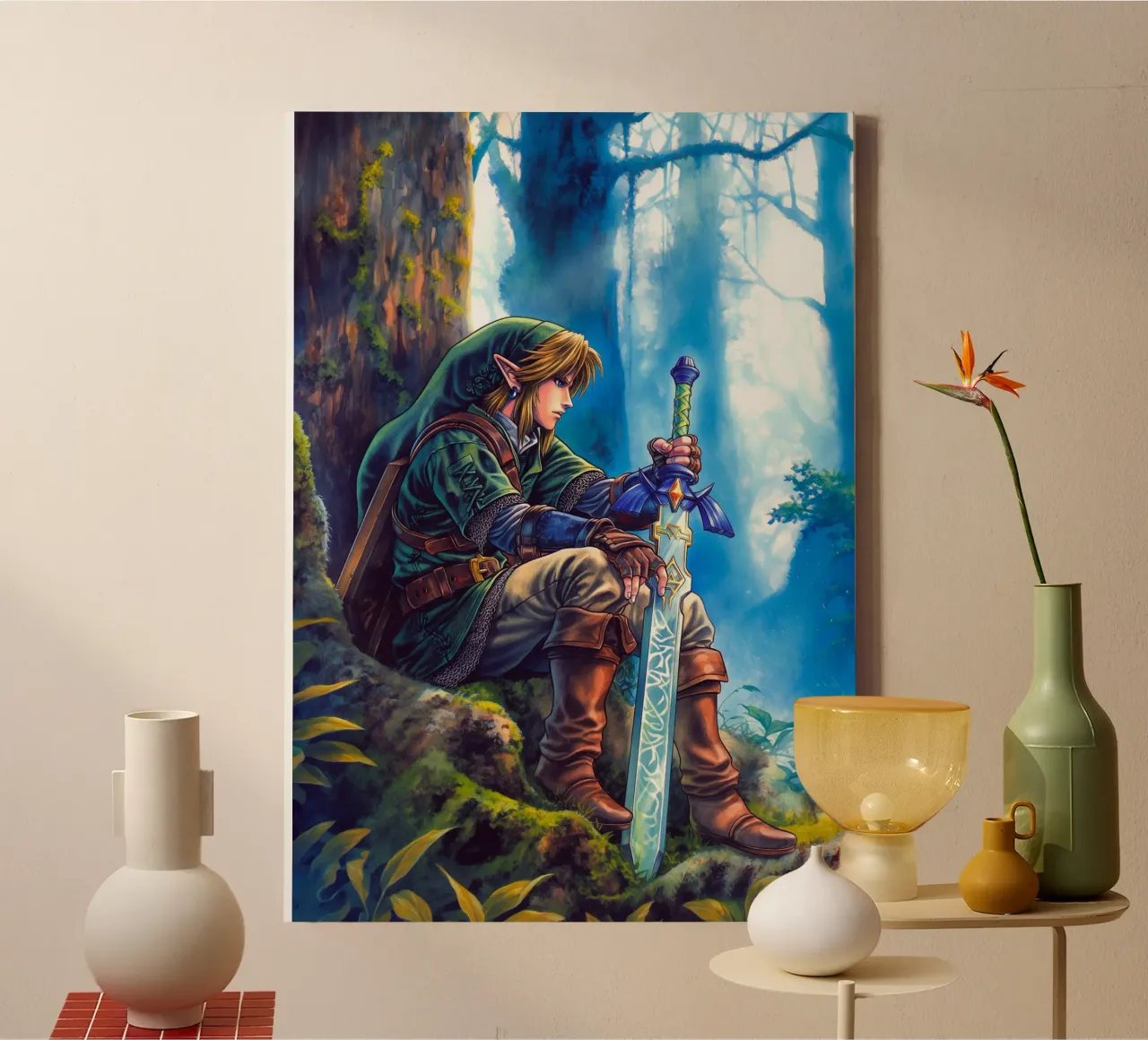Link The Legend of Zelda canvas with Floater frame by Fleur de Lys