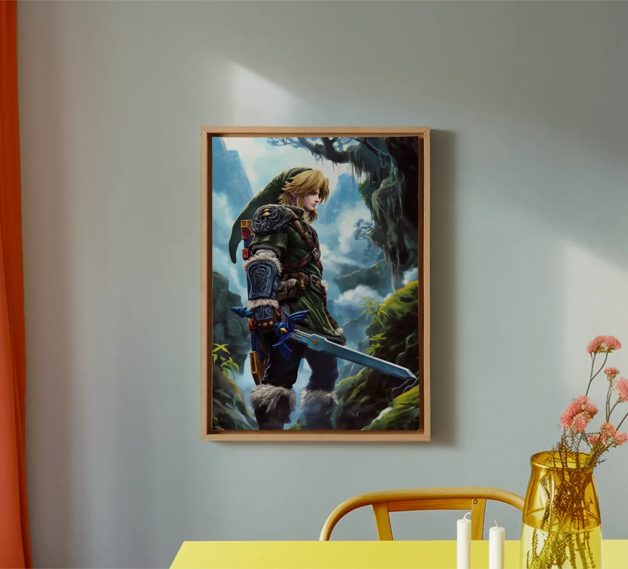 Link The Legend of Zelda canvas with Floater frame by Fleur de Lys