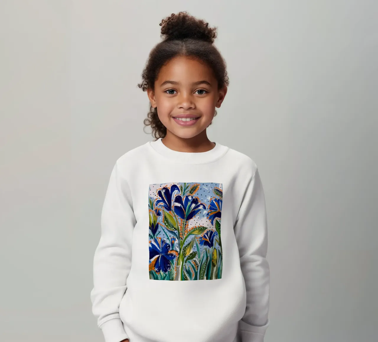 Indigo bloei wals kinder sweatshirt van Obisidian Brush