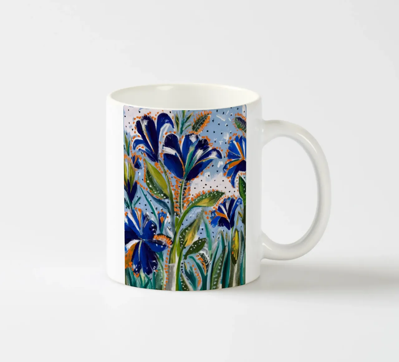 Valzer del fiore indaco tazza in ceramica da Obisidian Brush