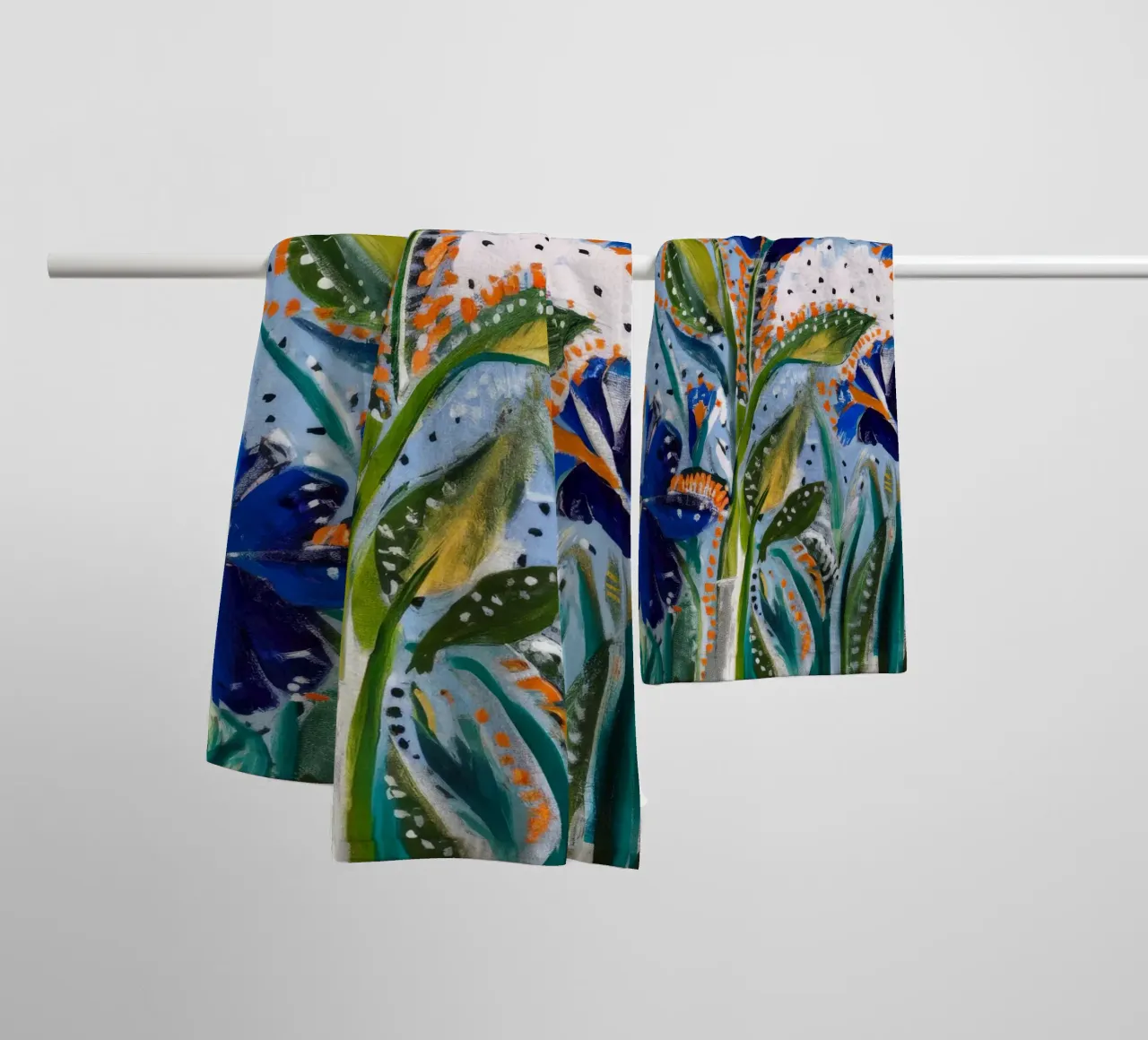 Indigo Bloom Waltz towel by Obisidian Brush