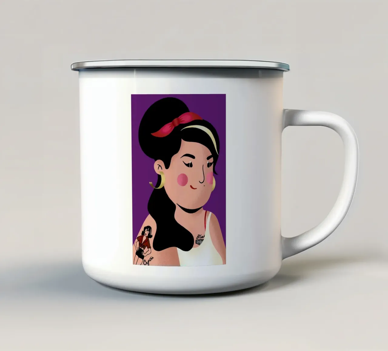 Amy Winehouse Portrait tazza in smalto da Rafa Gomes