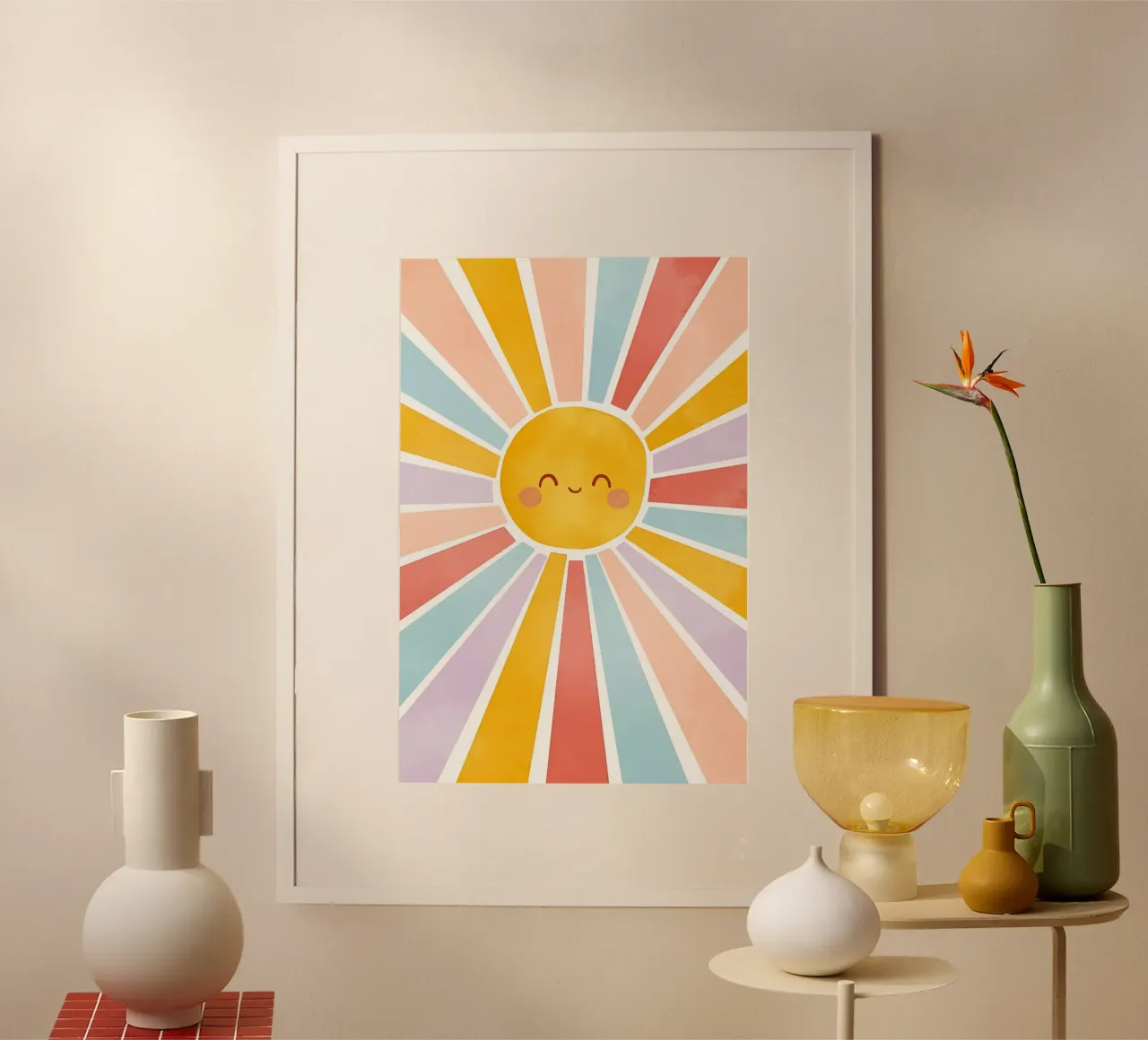 Stampa del sole, poster del sole felice, arte dell'arcobaleno poster da SunshinePrints