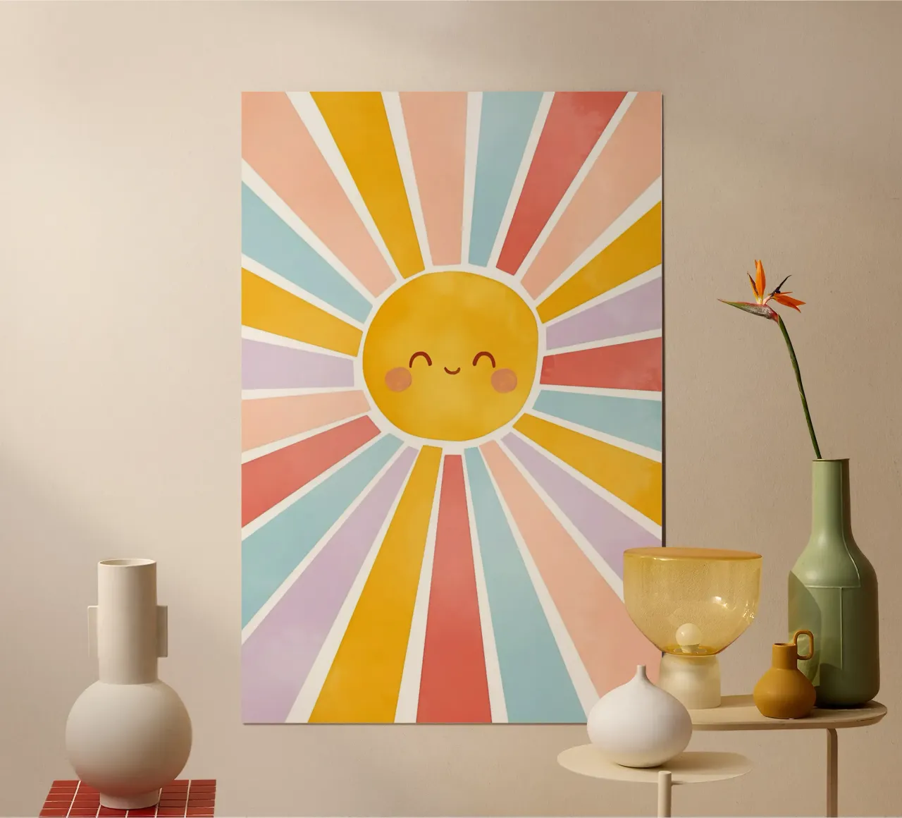 Stampa del sole, poster del sole felice, arte dell'arcobaleno poster da SunshinePrints