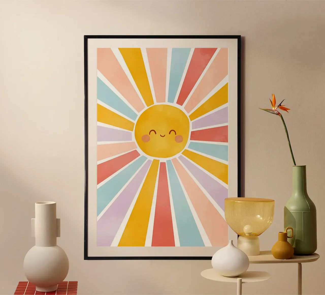 Stampa del sole, poster del sole felice, arte dell'arcobaleno poster da SunshinePrints