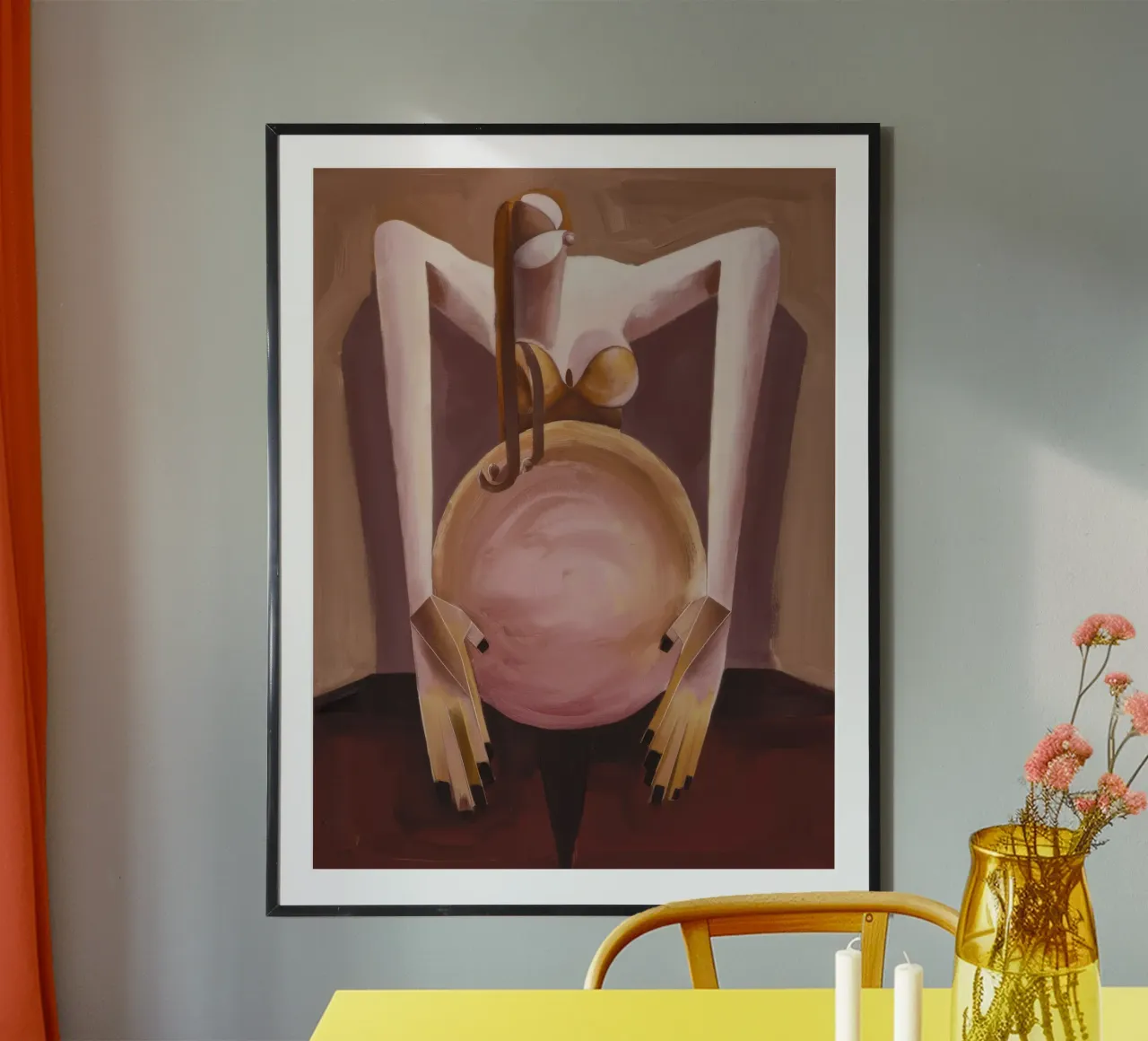 Culla Eco Rosa poster con telaio in legno da Obisidian Brush