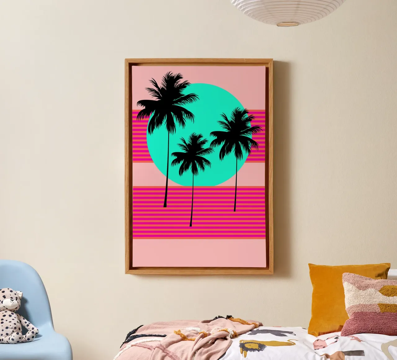 Hallo Californië Sunset Palms canvas met Baklijst van SilverPegasus