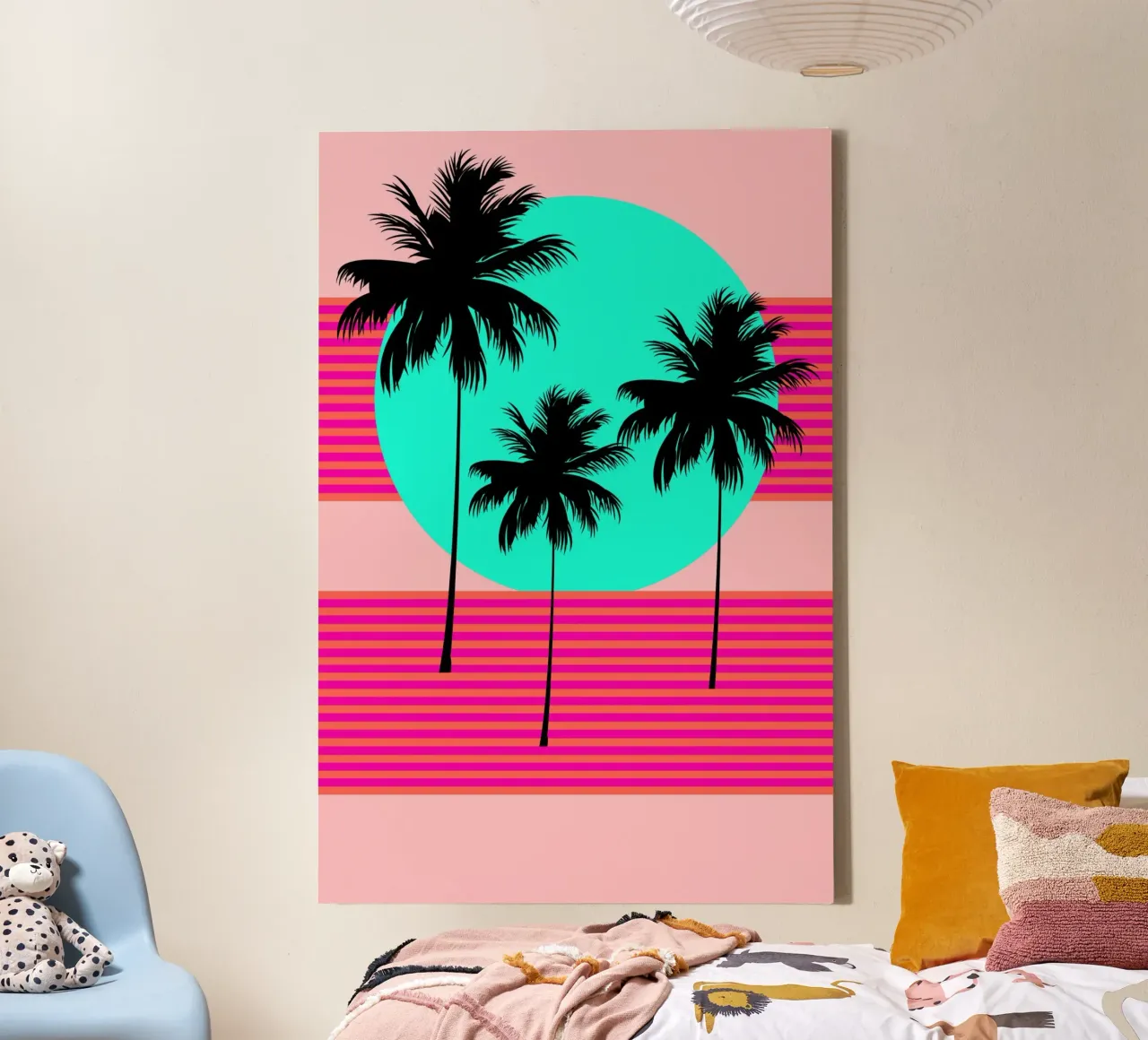 Hallo Californië Sunset Palms canvas met Baklijst van SilverPegasus
