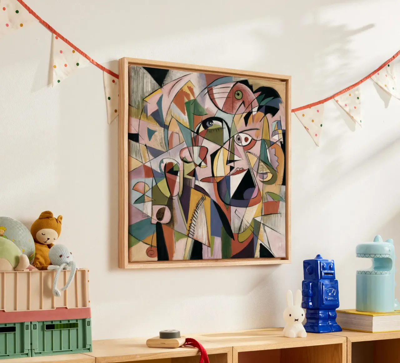 Kubistische Echo Gezichten canvas van Obisidian Brush